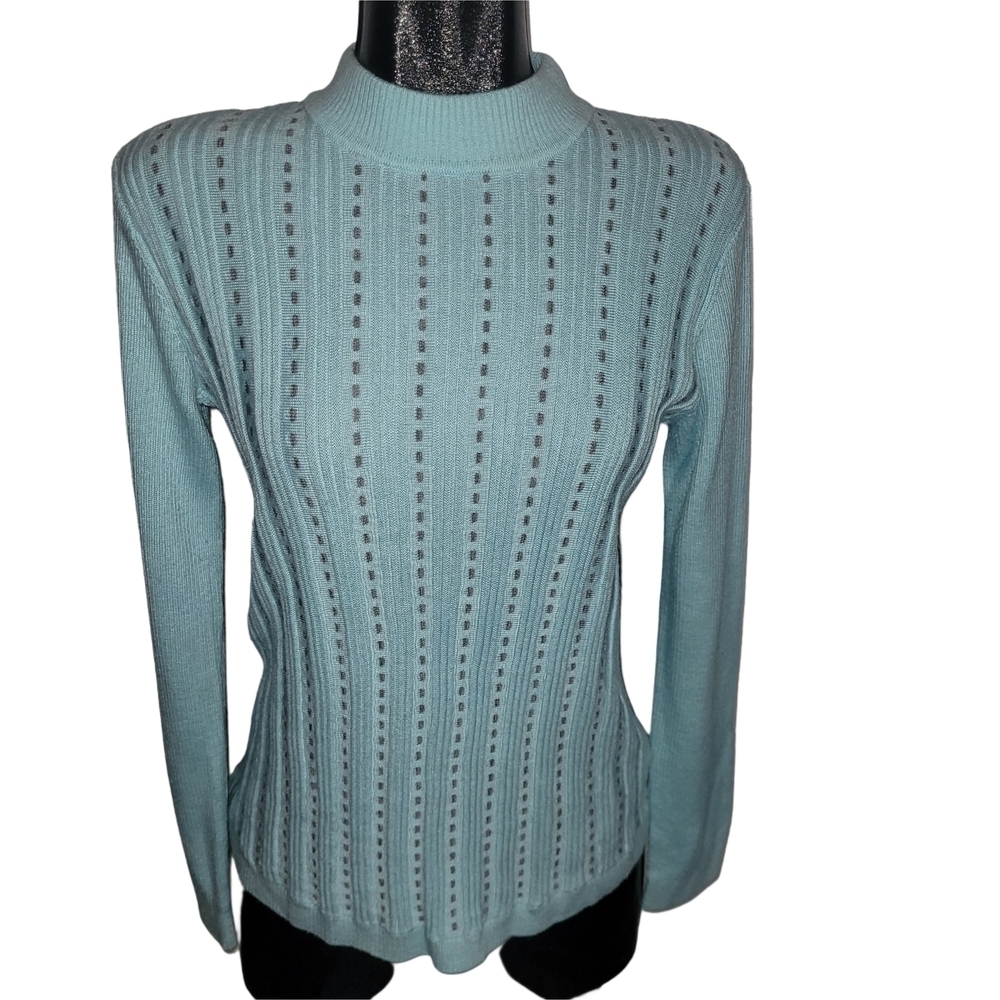 Gabby Isabella Blue Wool Blend Knit Sweater M